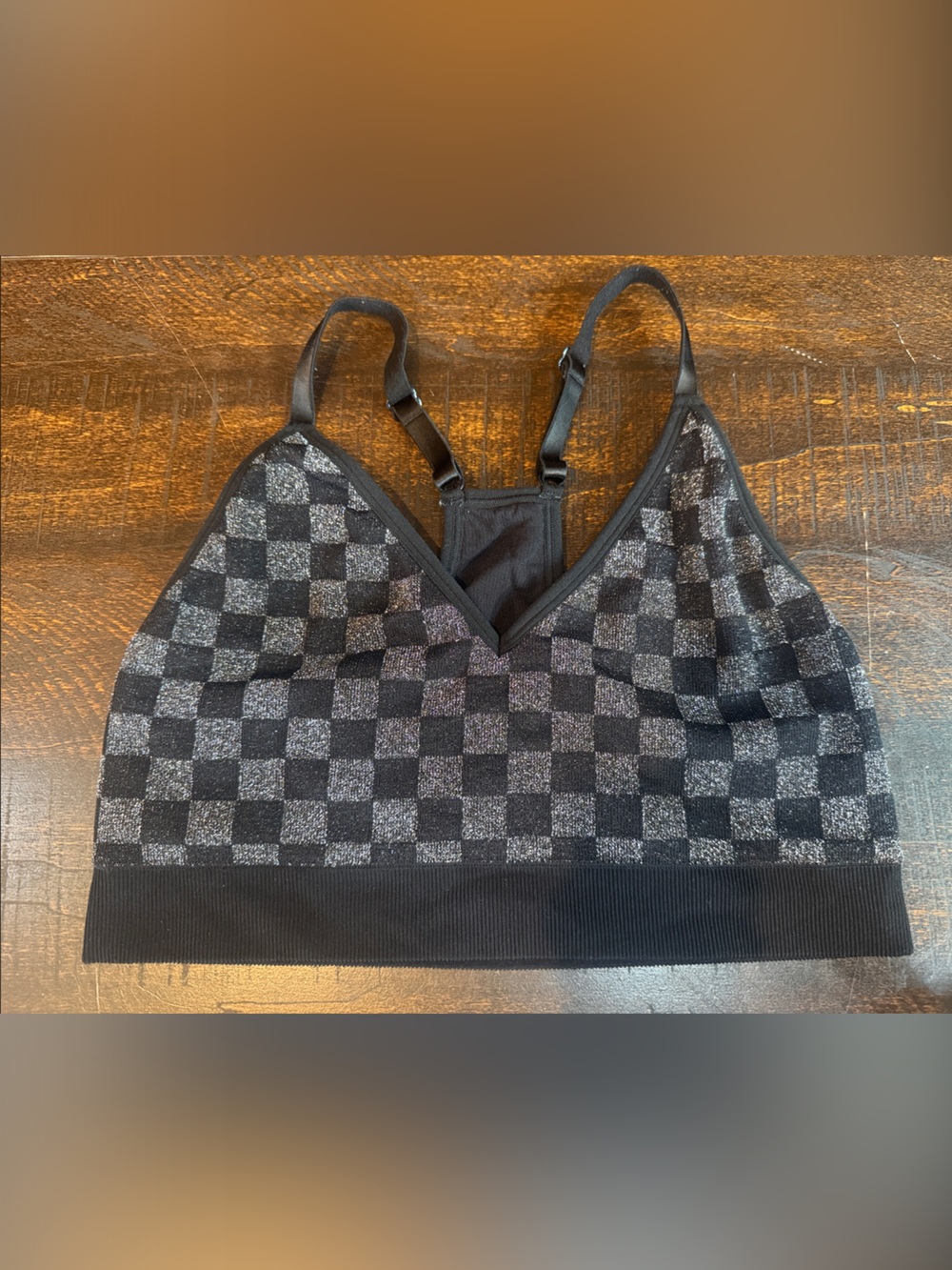 PINK Victoria's Secret Black and Gray Checkered Bralette